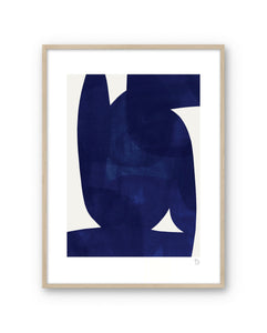 Art Poster Blue Shape by Berit Mogensen Lopez with oak frame