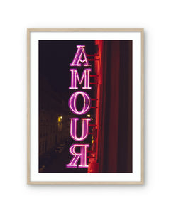 Art Poster Amour Hotel by Nicoline Aagesen with oak frame