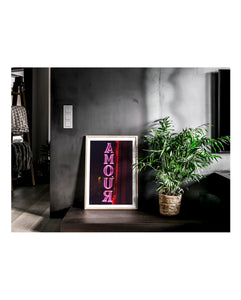 Art Poster Amour Hotel by Nicoline Aagesen with oak frame