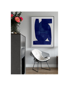 Art Poster Blue Shape by Berit Mogensen Lopez with white frame